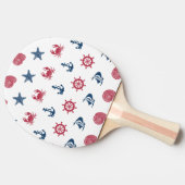 Rotes weißes und blaues Seesymbol-Muster Tischtennis Schläger (Seitenansicht)