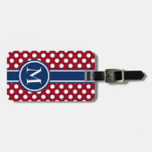 Rotes weißes und blaues Tupfen-Monogramm Gepäckanhänger (Vorderseite horizontal)