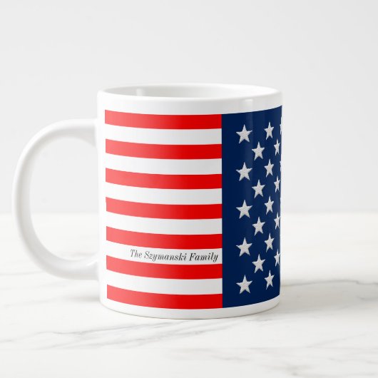 Rotes, weißes und blaues US Flagge Jumbo-Tasse (Links)