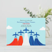 Rotes weißes und blaues Zuhause Einladung (Stehend Vorderseite)