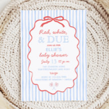 Rotes Weißes und Fälliges Baby Shower Einladung