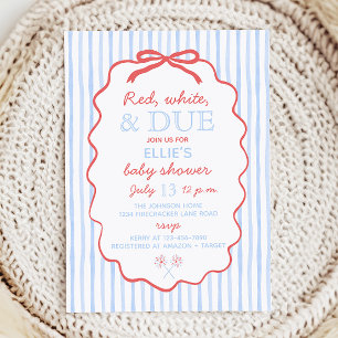 Rotes Weißes und Fälliges Baby Shower Einladung