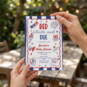 Rotes Weißes und Fälliges Babyshower-Einladung Einladung