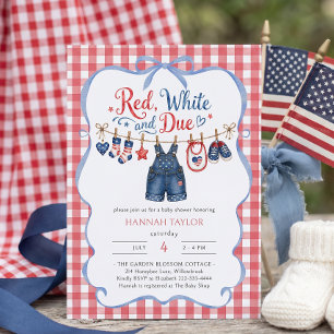 Rotes Weißes und Fälliges Jungen-Baby-Shower-Einla Einladung