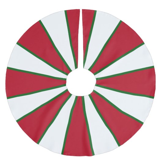 Rotes, weißes und grünes Streifen-Baumrock Polyester Weihnachtsbaumdecke (Vorderseite)