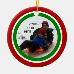 Rotes, weißes und grünes Weihnachten - Keramik Ornament