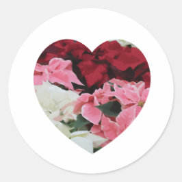 Rotes weißes und rosa Winterherz Poinsettia Runder Aufkleber