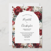 Rotes weißes Wasserfarben Florals Elegante Einladung (Vorderseite)