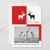 Rotes, weißes Weihnachtskalligraphie-Foto Feiertagskarte (Vorderseite)