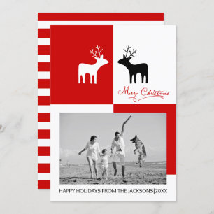 Rotes, weißes Weihnachtskalligraphie-Foto Feiertagskarte