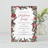 Rotes Weißes Weihnachtslied Festliches Party Einladung (Stehend Vorderseite)