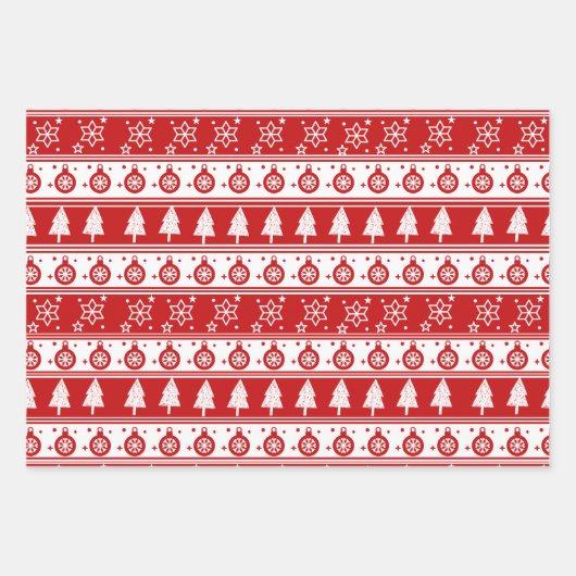 Rotes Weißes Weihnachtswrapping-Papier Geschenkpapier Set (Vorderseite 2)