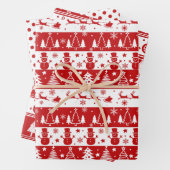 Rotes Weißes Weihnachtswrapping-Papier Geschenkpapier Set (Beispiel)