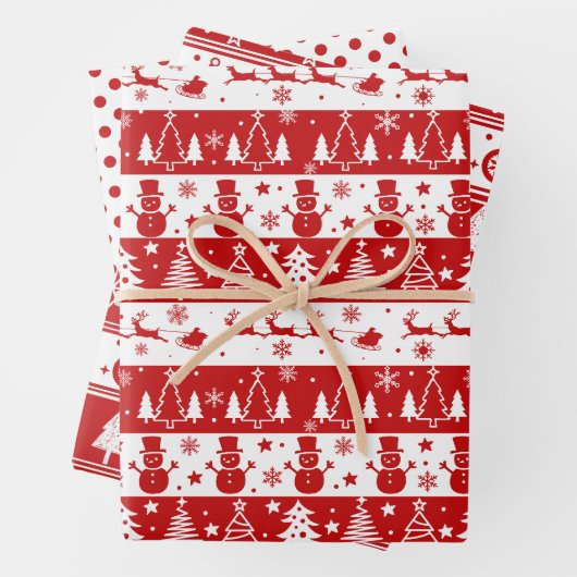 Rotes Weißes Weihnachtswrapping-Papier Geschenkpapier Set (Beispiel)