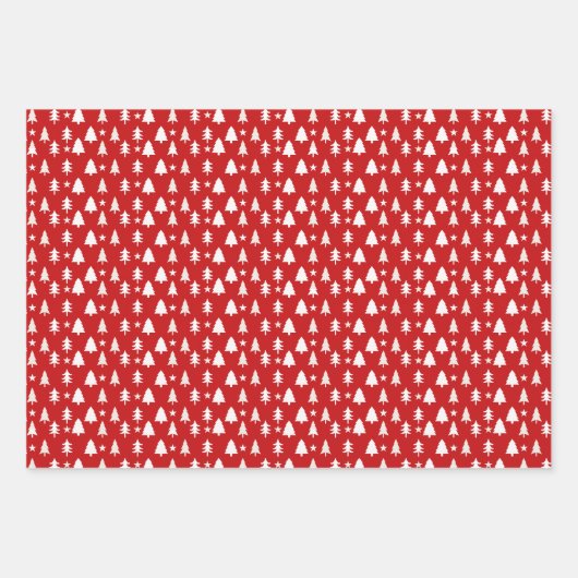 Rotes Weißes Weihnachtswrapping-Papier Geschenkpapier Set (Vorderseite 3)