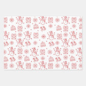 Rotes Weißes Weihnachtswrapping-Papier Geschenkpapier Set (Vorderseite)