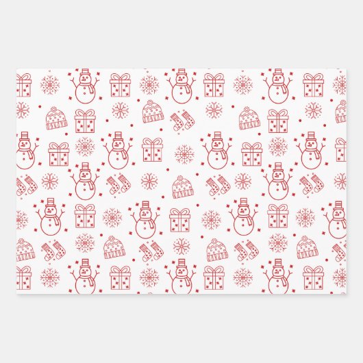 Rotes Weißes Weihnachtswrapping-Papier Geschenkpapier Set (Vorderseite)