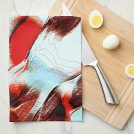 Rotes, weißes Zyan und braun rot Geschirrtuch