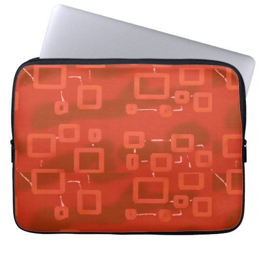 Rotes Whimsical Geometrisches Abstrakt Laptopschutzhülle (Vorderseite)