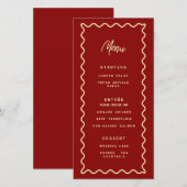 Rotes Whimsical Retro-Elegantes Hochzeitsmenü (Vorne/Hinten)