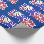 Rotes White & Blue Zuhause Run Baseball Wrapping P Geschenkpapier (Ecke)