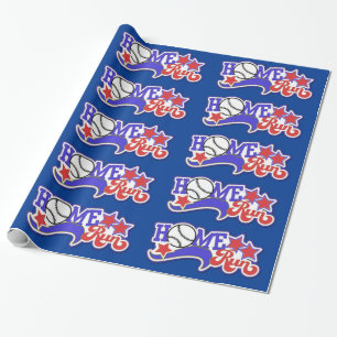 Rotes White & Blue Zuhause Run Baseball Wrapping P Geschenkpapier