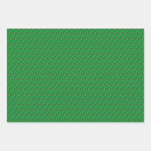 Rotes Wildblume-Packpapier mit grünem Muster Geschenkpapier Set (Vorderseite 2)