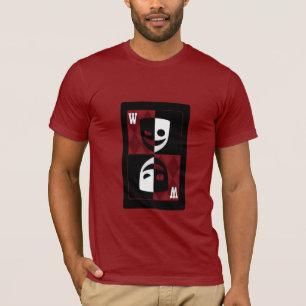 Rotes Wildcard Schwarz-Weiß-Gesichtsgrafik-T-Shirt T-Shirt