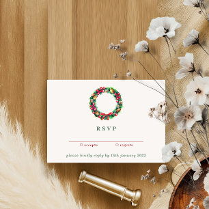 Rotes Winter-Weihnachtsornament freundliche Antwor Einladung