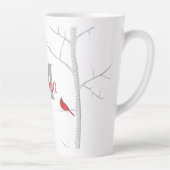 Rotes Wintervogel-Waldbaum-Rustikales Monogramm Milchtasse (Rechts)