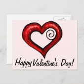 Rotes wirbelherz feiertagspostkarte (Vorne/Hinten)