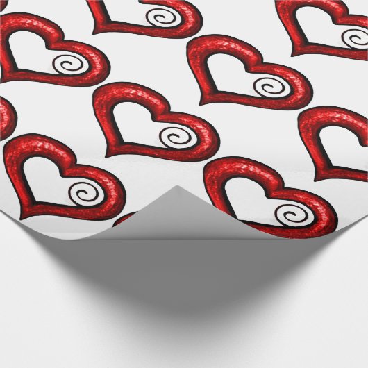 Rotes wirbelherz geschenkpapier (Ecke)