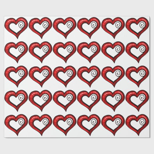 Rotes wirbelherz geschenkpapier (Flach)