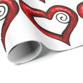 Rotes wirbelherz geschenkpapier (Rolleneckpunkt)