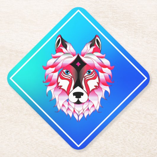 Rotes Wolfskopf-Polygon-Design-24531 Untersetzer (Vorderseite)
