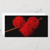 Rotes Wollherz mit Stricknadelfoto (Vorne/Hinten)