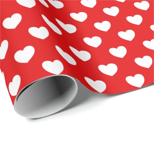 Rotes Wrapping Paper und Muster der weißen Liebe Geschenkpapier (Rolleneckpunkt)
