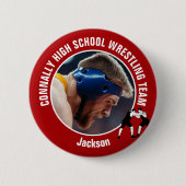 Rotes Wrestling-Team-Foto High School Wrestler Button (Vorderseite)