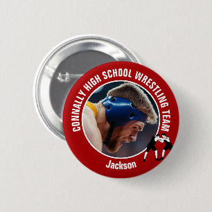 Rotes Wrestling-Team-Foto High School Wrestler Button