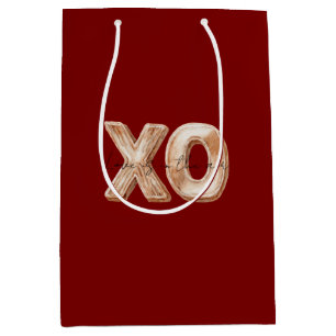 Rotes XO Faux-Holz Liebe in der Luft Mittlere Geschenktüte