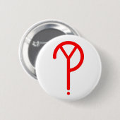 Rotes Y? Symbol auf Weiß Button (Vorne & Hinten)