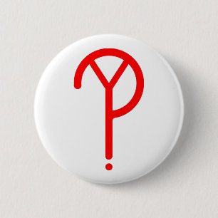 Rotes Y? Symbol auf Weiß Button