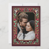 Rotes zauberhaftes Botanischer Garten Hochzeitsfes Save The Date (Rückseite)