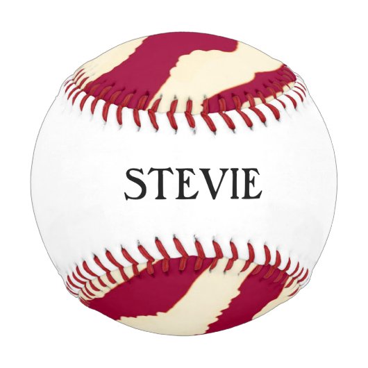 Rotes Zebra-Muster mit Namen Baseball (Rückseite)