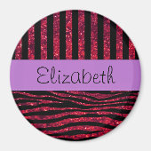 Rotes Zebra, Roter Glitzer, Rote Streifen, Ihr Nam Magnet (Vorne)
