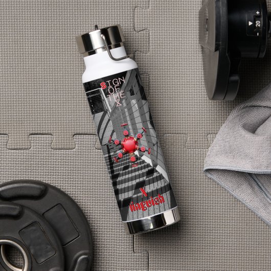 Rotes Zeichen der Zeiten Wasserflasche Trinkflasche (Fitnesstudio (gedreht))