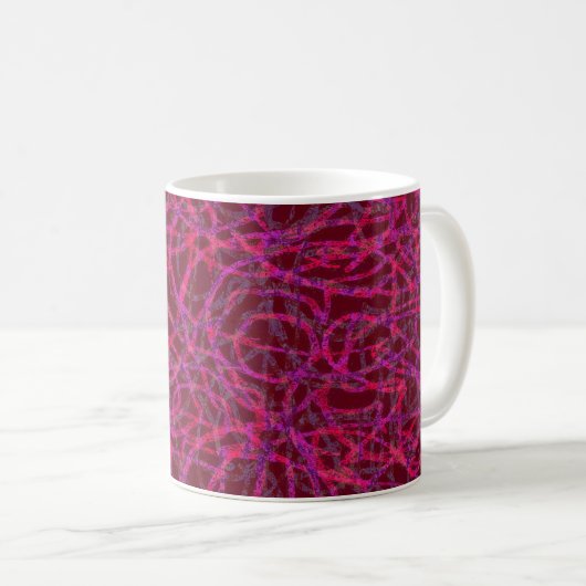 Rotes Zeilenmuster Kaffeetasse (VorderseiteRechts)