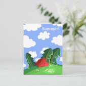 "Rotes Zelt im Sommerwald" Postkarte (Stehend Vorderseite)