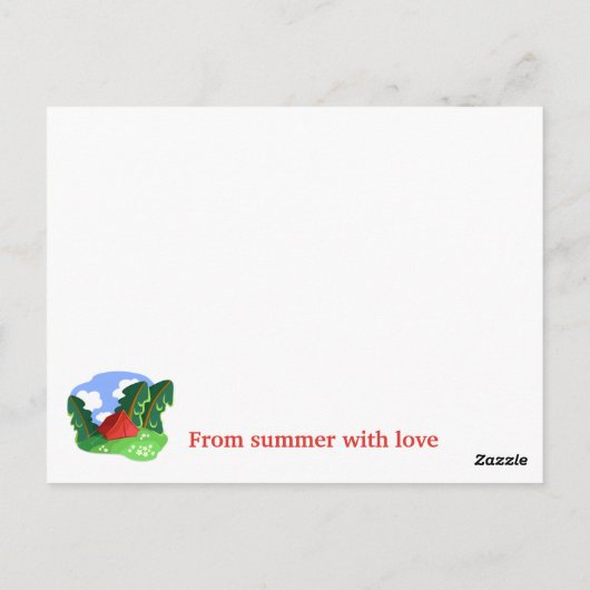 "Rotes Zelt im Sommerwald" Postkarte (Rückseite)