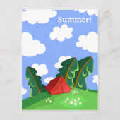 "Rotes Zelt im Sommerwald" Postkarte (Vorderseite)